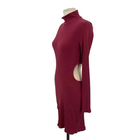 Free People Beach Guess Who's Back Rib Knit Cutout‎ Dress Wild Garnet Size Large - Picture 6 of 11